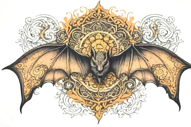 Bat Wings With Mandala Along