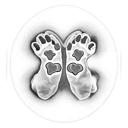 Heart 4 Dog Paws Ying Yang Black Red