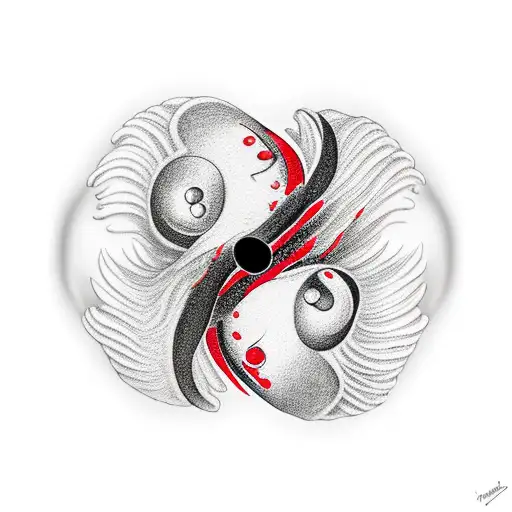 Heart Ying Yang Black Red