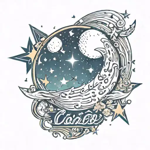 Name With Moon Surrounded By Stars