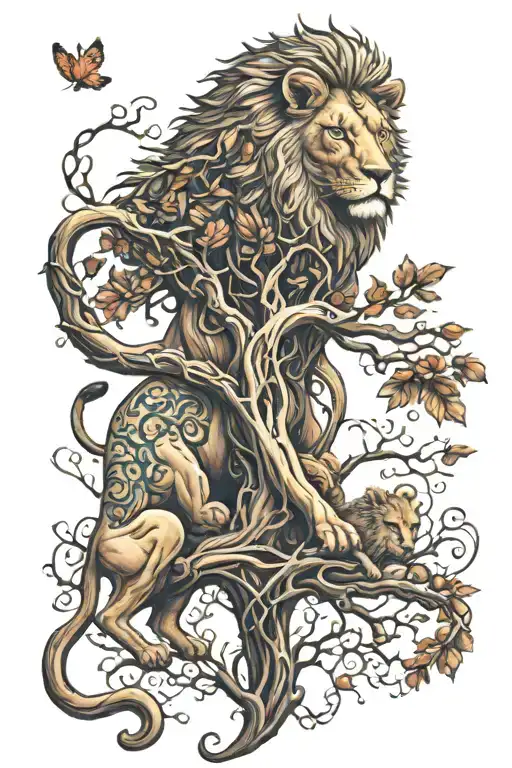 Lion And Tree Of Life