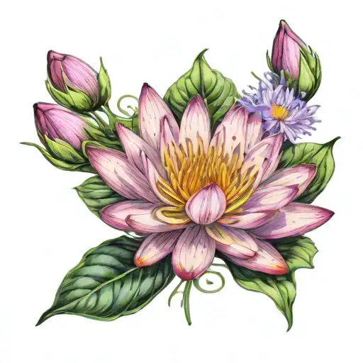 Bouquet Of Violet Flower Water Lily Flower Aster Flower Lily Flower