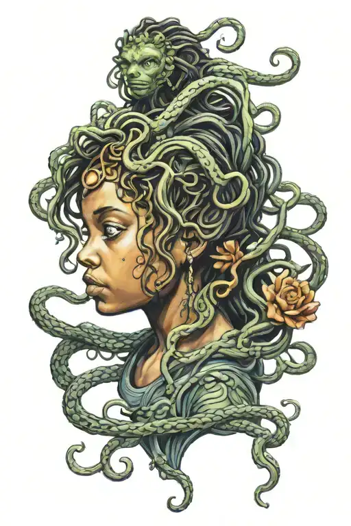 Medusa Looking At Little Black Girl