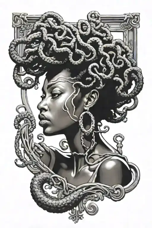 Medusa Mirror Reflected Black Girl