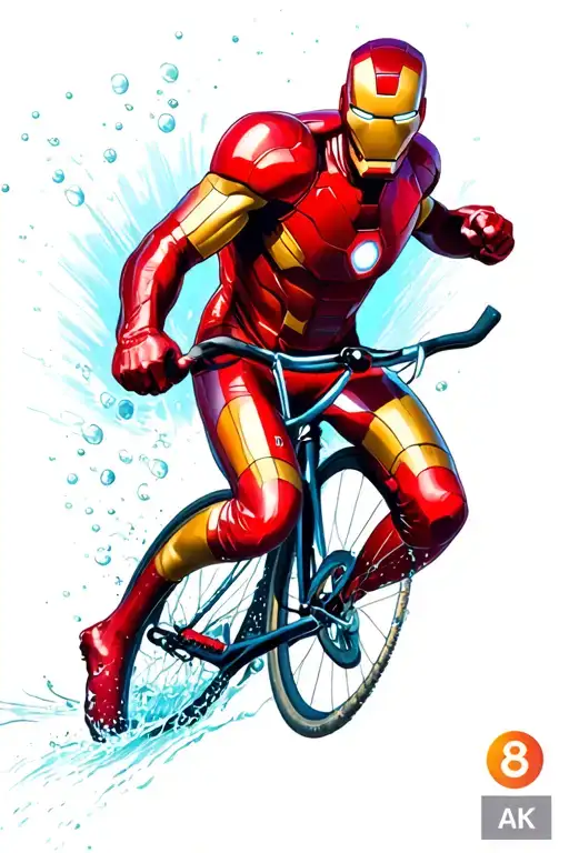 Ironman Doing Running Swimming And Riding A Bike