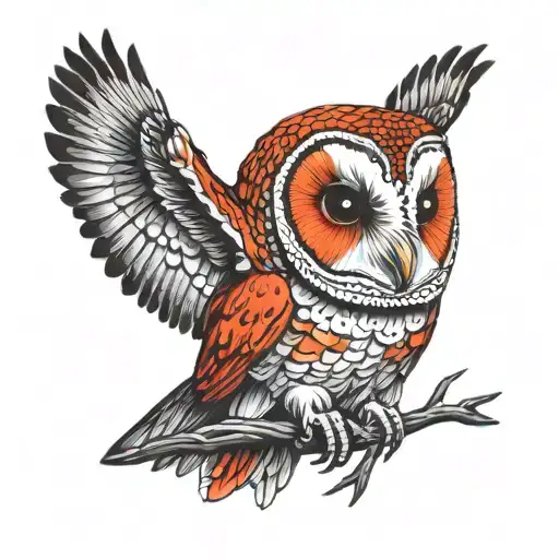 Red And Black Barn Owl Head