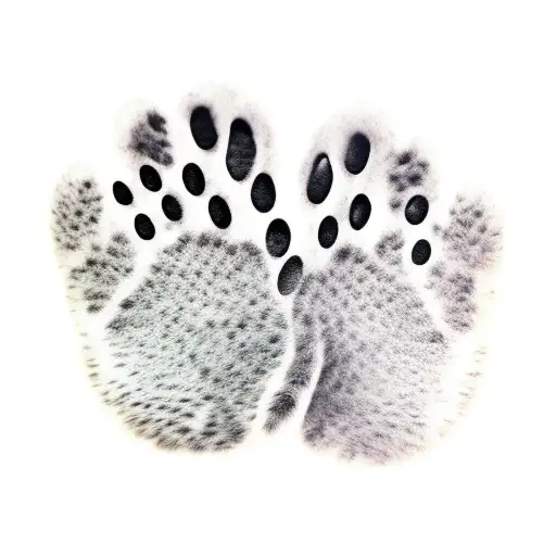 Cat's Pawprints With Different Fur Paterns