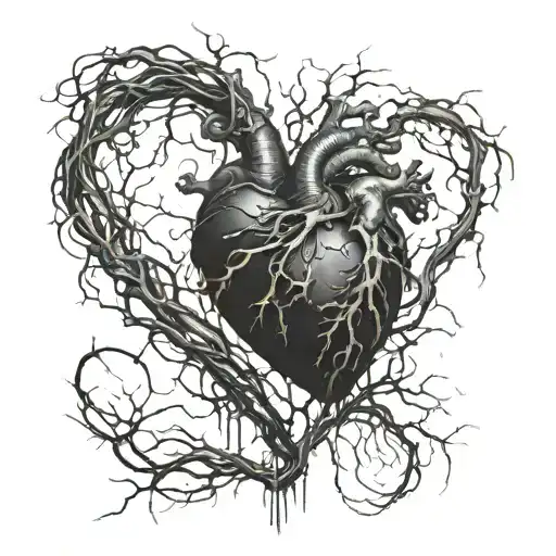 Corrupted And Decaying Black Heart With Black Veins Leading To It