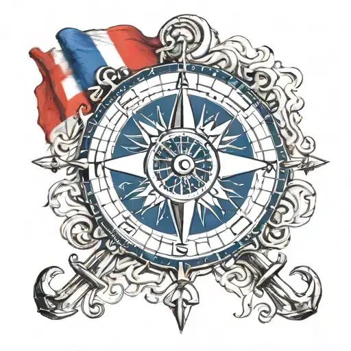 Compass Anchor Croatian Flag