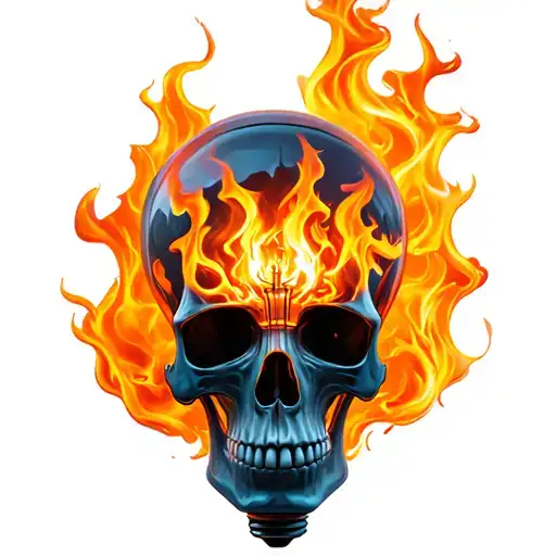 Skull Lightbulb Fire Flames