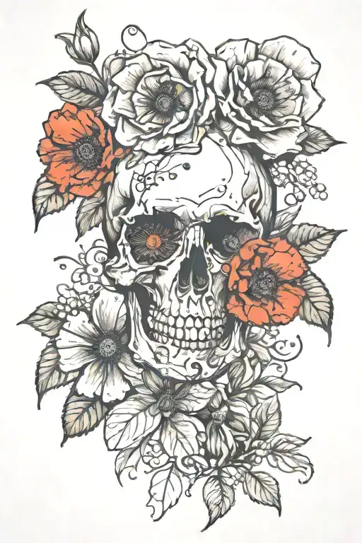 Delicate Trash Polka Poppy With Skull