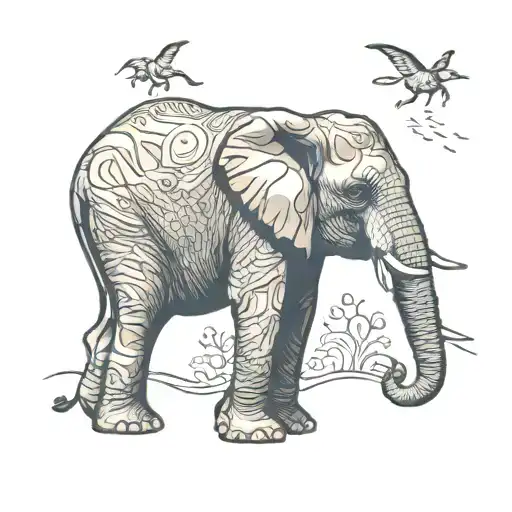 Baby And Mom Elephant