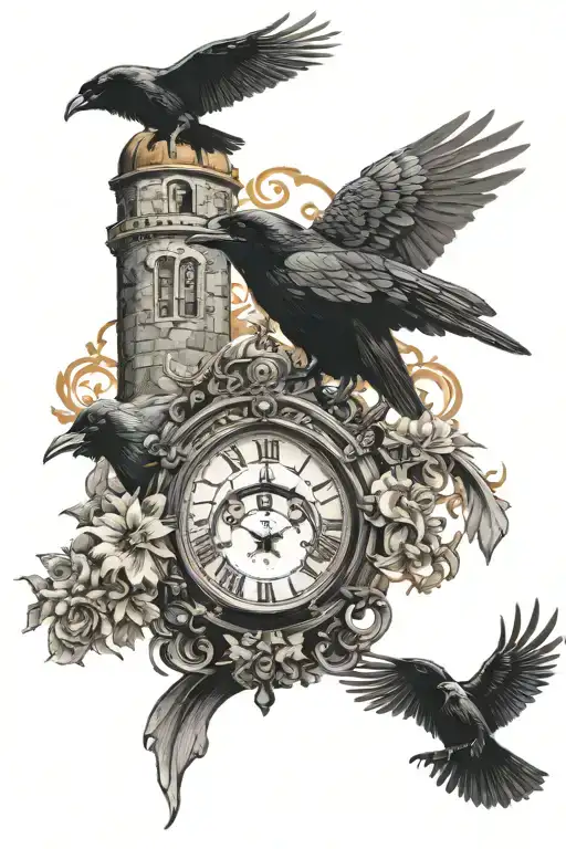 Raven And Clock Tower