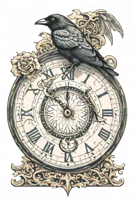 Raven On A Clock Face