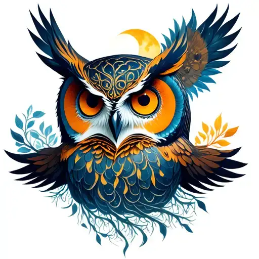 Owl And Moon Sun Tree Of Life