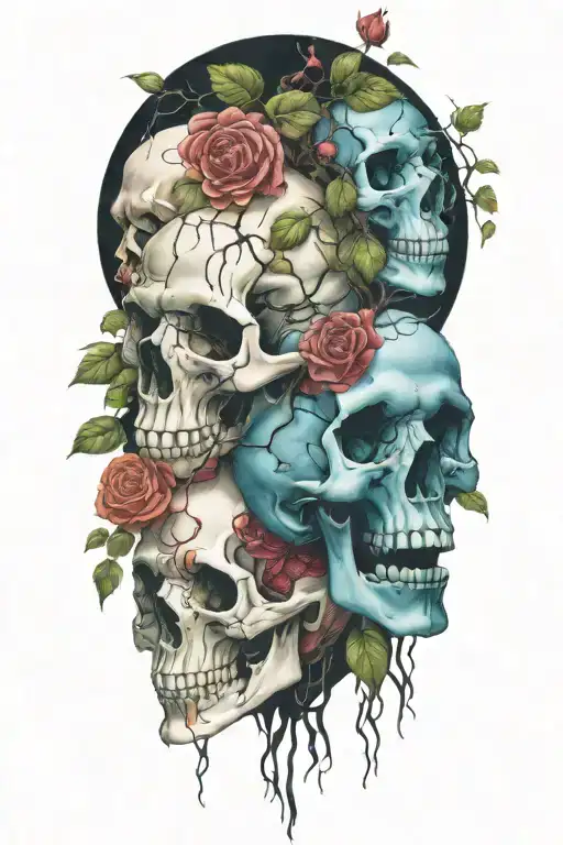 Hanging Skulls On A Rose Bush