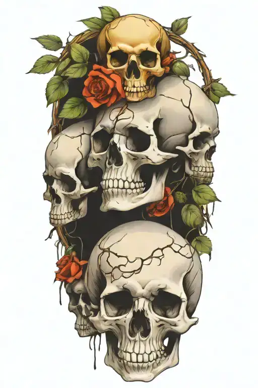 Hanging Skulls On A Rose Bush