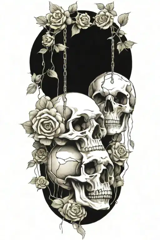Hanging Skulls On A Rose Bush