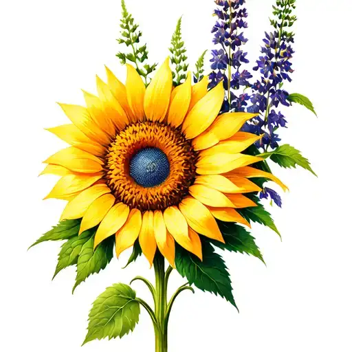 Sunflower With Anise Hyssop Flower