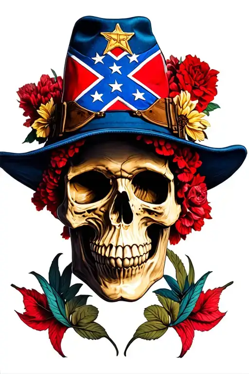 Skull With Confederate Hat