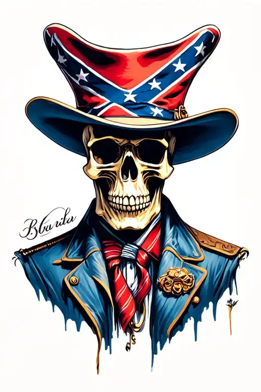 Skull With Confederate Hat