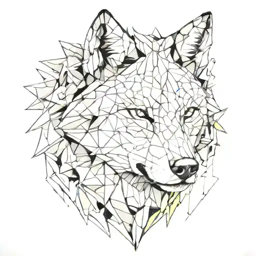 A Geometric Wolf Design Symbolizing Resilience And Protection