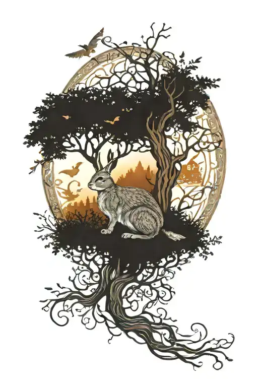 Rowan Tree Of Life Celtic Rabbit Forest Trees Animals Witch Protection Love Witch