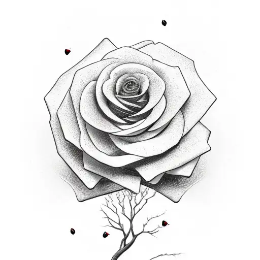 Black Roses Surrounding Tree Of Knowledge With Red Forbidden Fruit