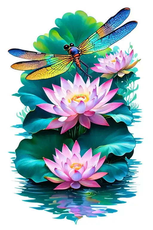 Lotus And Dragonfly