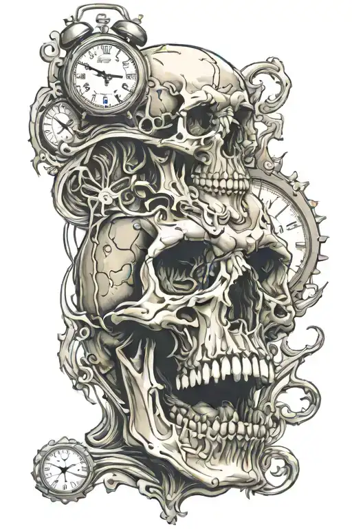 Skull With Clock Melting