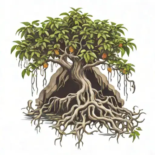 Money Tree With The Roots Being Flowing Water Streams