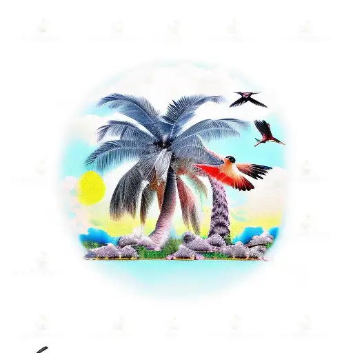 Palm Tree With Birds
