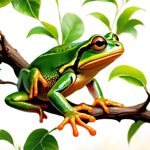 Tree Frog Climbing Branch