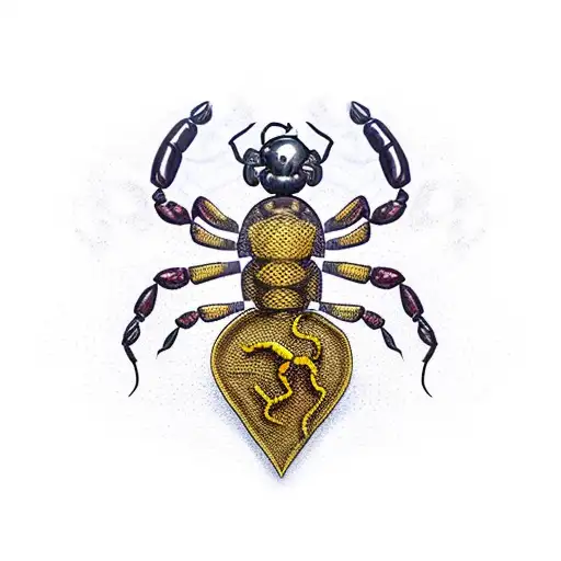 Scorpion With Heart And Theater Masks On The Right Chest Area