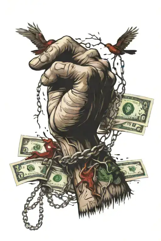 Tree Chain Fist Holding Wing Money Blood