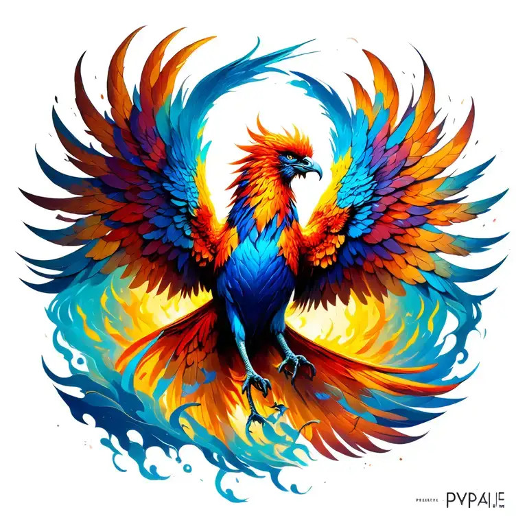 Phoenix Rising From Ashes Colorful