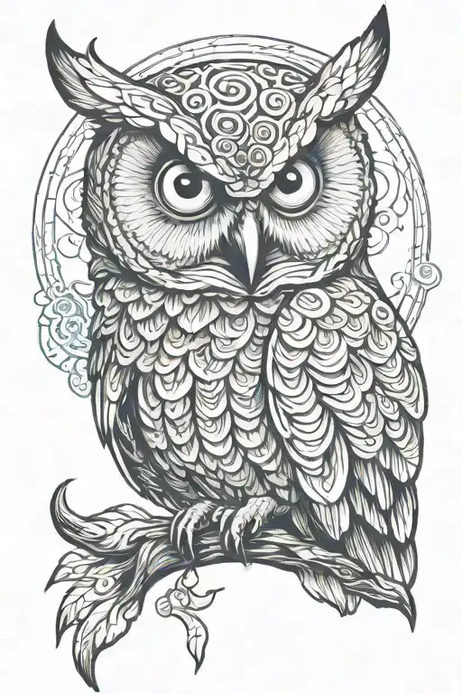 3 Eyed Owl With Spiral Ram Horns