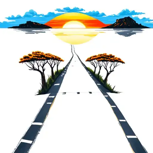 Sunset With A Road Leading Towards