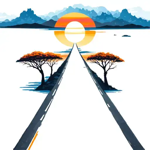 Sunset With A Road Leading Towards