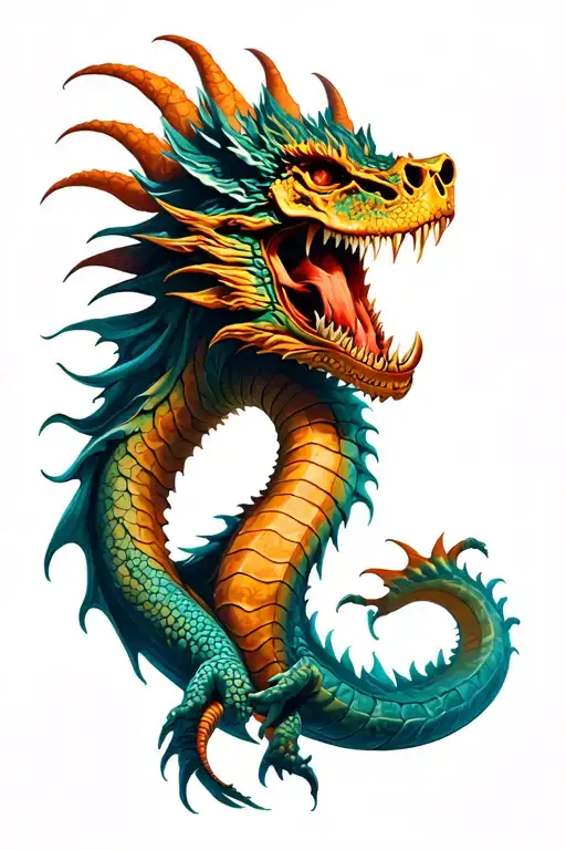 Water Dragon With Skulls