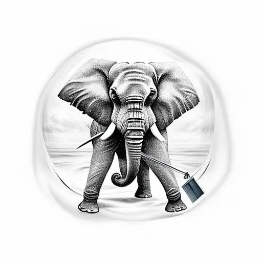 Elephant Floating In Glass
