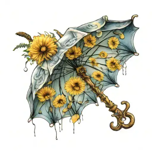 Dandelion Umbrella With Skeleton Key Handle Both Swords