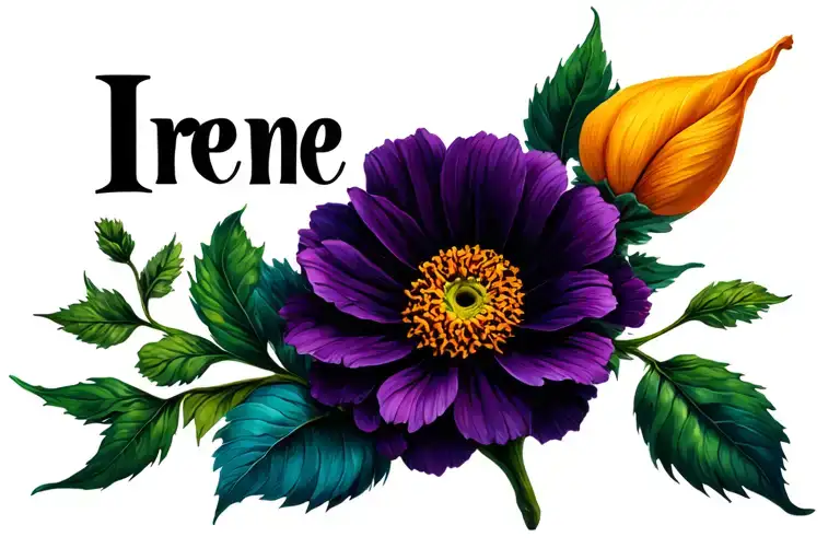 March Birth Flower With Name Irene Written Inside