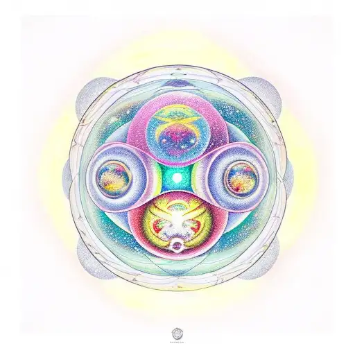 Universe Cat Thigh Piece Stars Planets Sacred Geometry