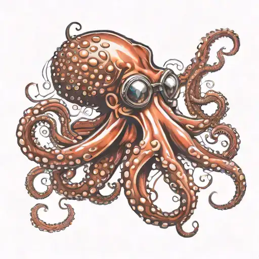 Red Octopus With Gogggles