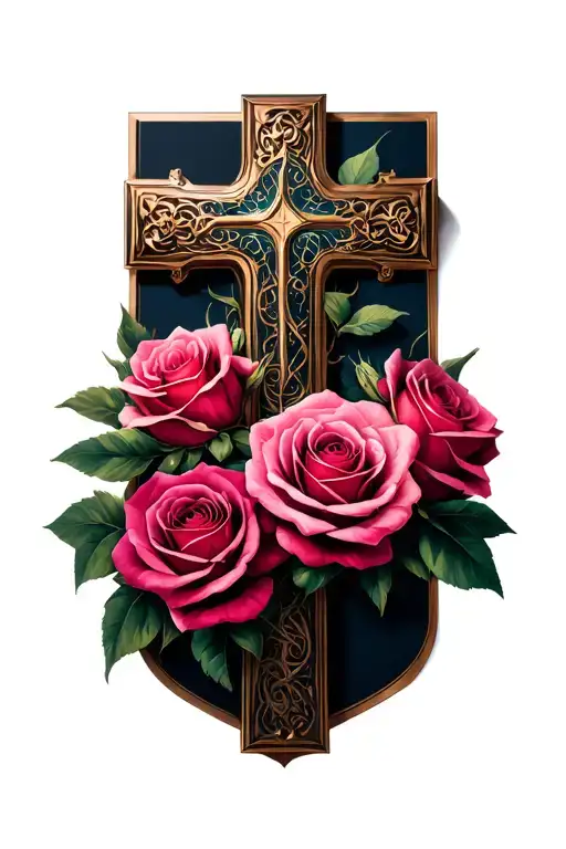 Roses And Cross Intertwined