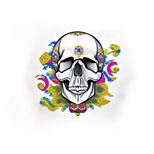 Skull And Ukrainian Ornament