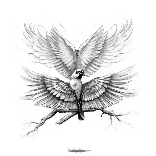 Bird With Broken Wings And Blue Eyes Black And White Except Eyes