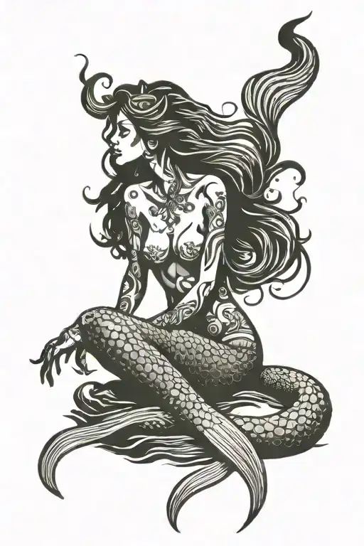 Mermaid Silhouette Sitting