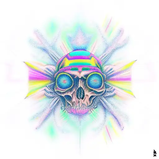 A Psychedelic Tattoo Design Inspired By Video Game Graphics And Marijuana Culture